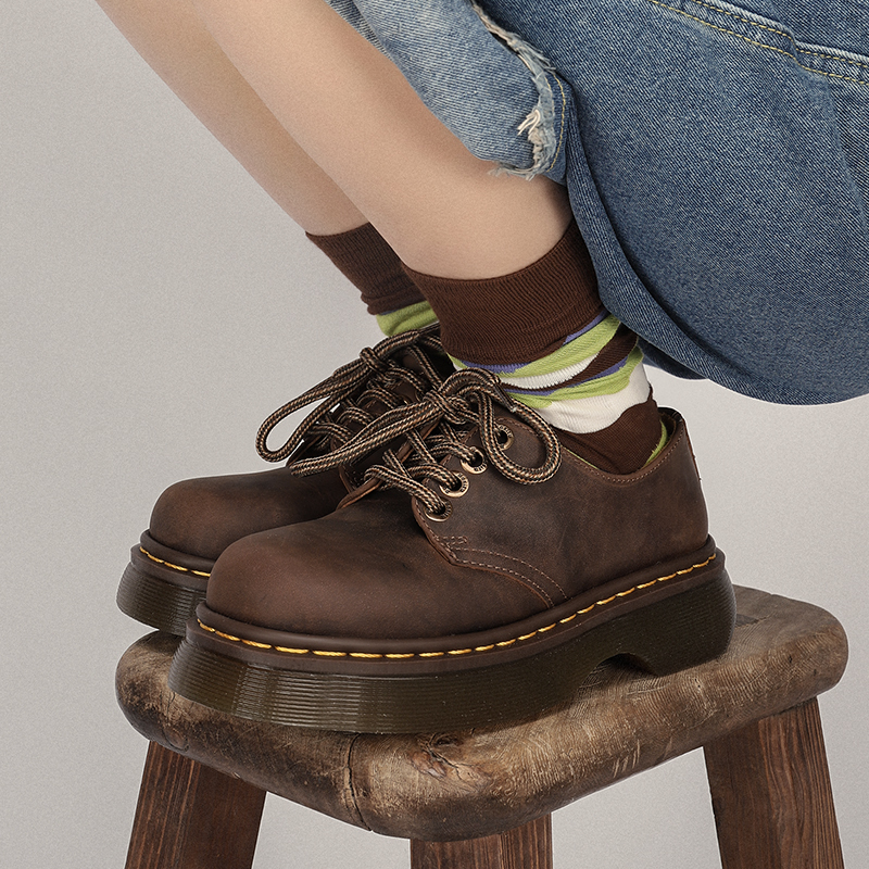 Crazy Home LAOSHU Vintage Thick-Soled Crazy Horse Leather Martin Boots for Women Genuine Leather Height-Increasing Retro Work Shoes Platform Shoes Crazy Home LAOSHU Vintage Thick-Soled Crazy Horse Leather Martin Boots for Women Genuine Leather Height-Increasing Retro Work Shoes Platform Shoes