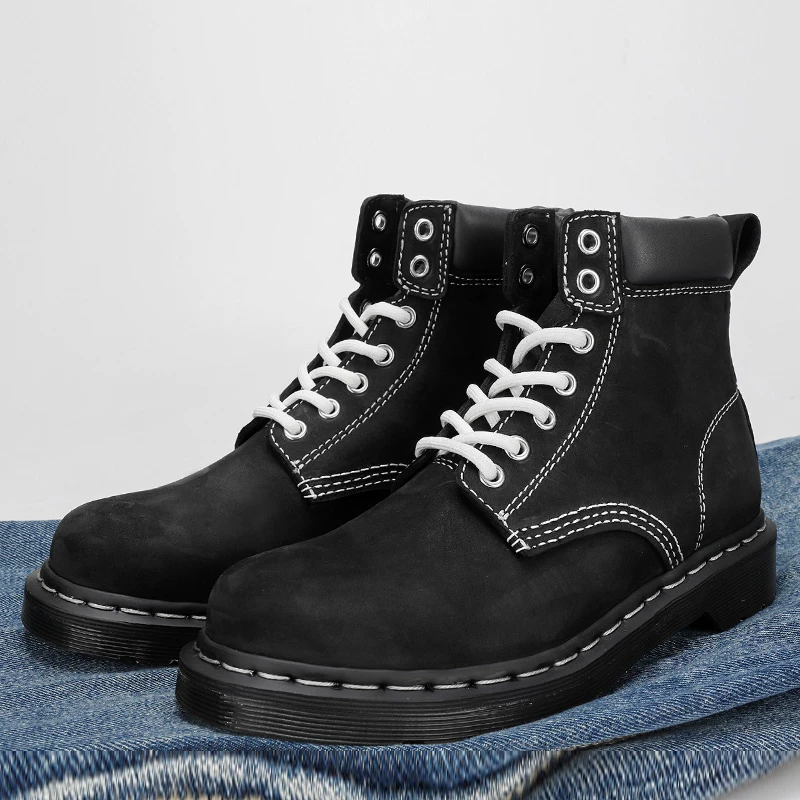 疯家 Martens, retro low boots, genuine leather