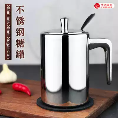 SO304 stainless steel seasoning jar sugar bottle seasoning box creative cover with spoon kitchen set Chinese household cover