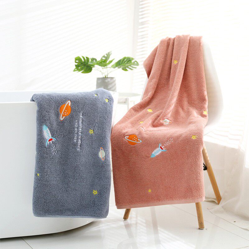 Japanese couple adult ins embroidered male and female large number soft super absorbent baby household pure cotton bath towel-Taobao