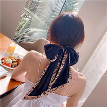 Japanese spring and fall suit scarves letters Silk scarves with small strips tying up the hair and floating with a double-sided hair band