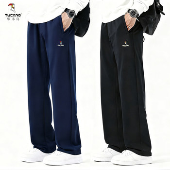 Woodpecker sweatpants men's spring, autumn and summer thin loose knitted sweatpants men's straight casual long pants
