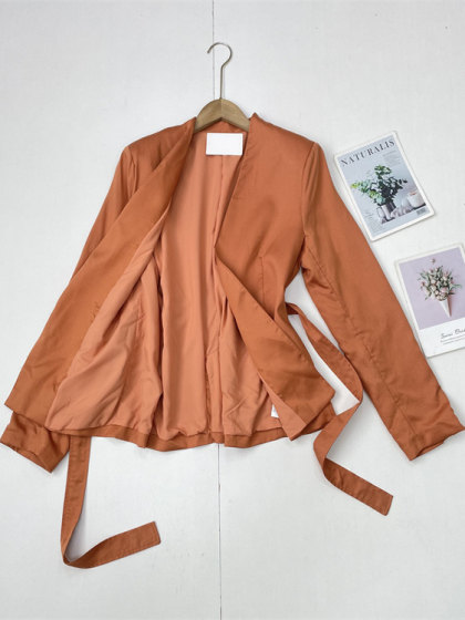 I1重磅面料!外单纯元时尚无领西服2025春秋新款女温柔外套气质