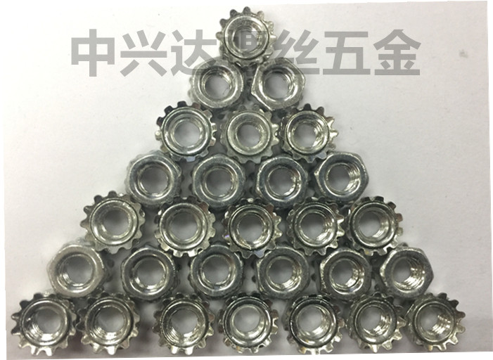 Plated white zinc nickel-plated K hat K type nut with external teeth nut multi-teeth screw cap K cap serrated nut M3-M12