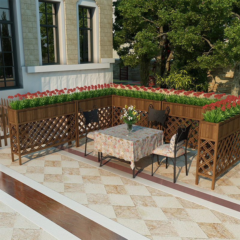 Anti-corrosion wood outdoor restaurant dining room partition flower stand wooden fence fence decoration balcony flower trough courtyard outdoor flower box