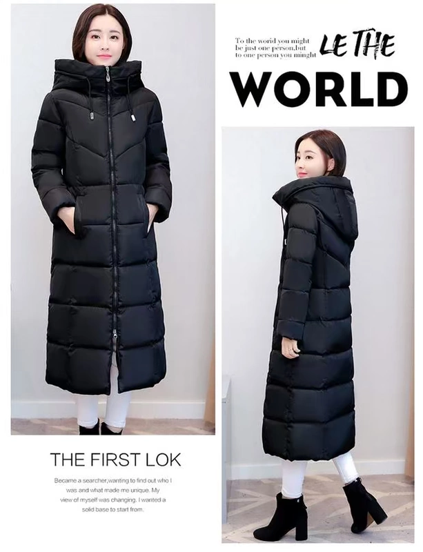 Áo mới 2018 cotton dày nữ mùa đông cỡ lớn dài qua đầu gối xuống miếng bông Slim Phiên bản Hàn Quốc của áo khoác nữ áo khoác len nữ