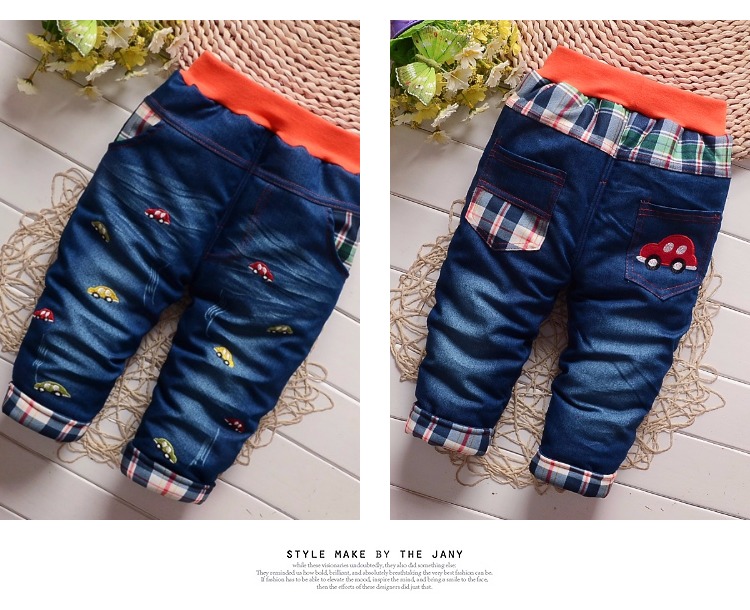 Bé cộng với quần jean nhung 6 tháng 1-2-3-4 tuổi bé trai thu đông và hoạt hình mùa đông quần cotton dày quần yếm cho bé gái