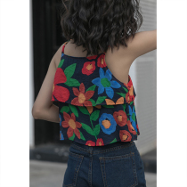  MZ retro floral camisole womens summer new hyuna style outer wear strapless sleeveless short inner bottom top