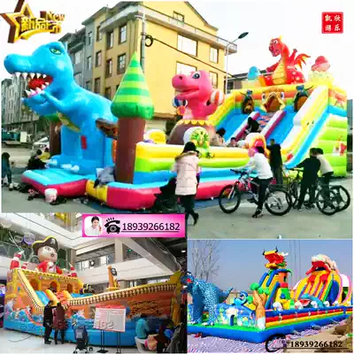 Outdoor stall children inflatable slide square New dinosaur trampoline climbing castle kids air bed