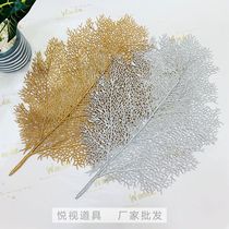 Glasses props optical shop counter decoration cushions light luxury leaf cushions photography background cloth props