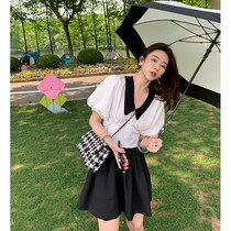 Hong Kong Special Cabinet 2022 Summer New Style of Hepburn Light Cooked Ethos Vocational Half Body Skirt Suit Minus fashion Two sets