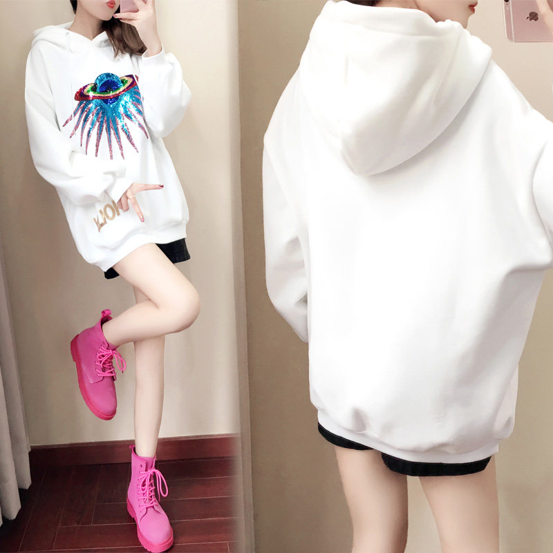 Hong Kong Special Cabinet 2022 Autumn Winter New Women's Clothing Casual Loose Fashion Long Sleeve Hoodie Sweatshirt 100 Hitch Printed Jacket