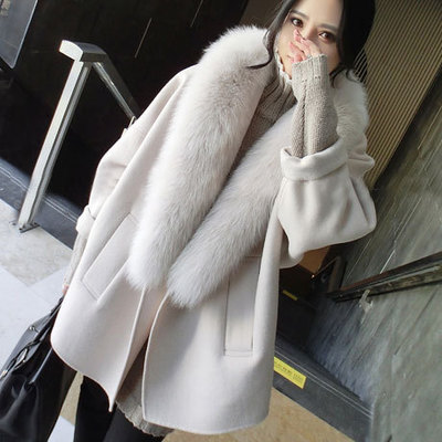 Hong Kong counter autumn and winter new wool coat medium and long version cardigan Plus size age temperament thin coat