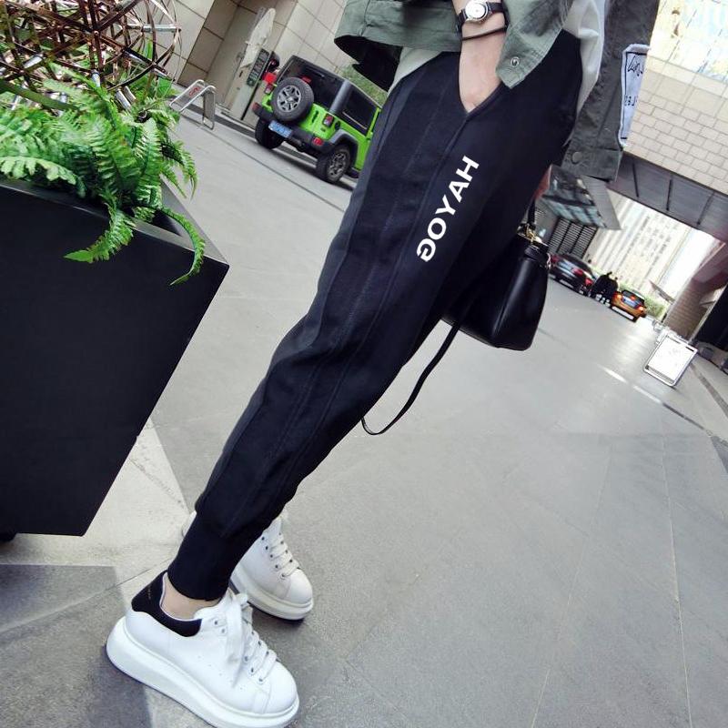 Hong Kong trendy brand large size women's pants 2021 autumn and winter small feet sweatpants loose Harem pants women's wild nine-point long pants