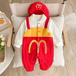 Mcdonald's Clothing Baby Spring and Autumn Set Cute and Adorable Unisex Baby Winter Jumpsuit Early Autumn Outdoor Crawling Outfit