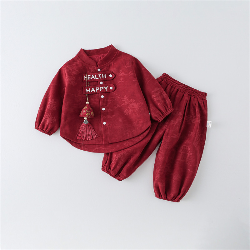 одежда для малышей от 1 года до двух лет весенне-осенний костюм класса а в китайском стиле, платье для годовалых детей, детский костюм-тан, комплект из двух предметов на неделю