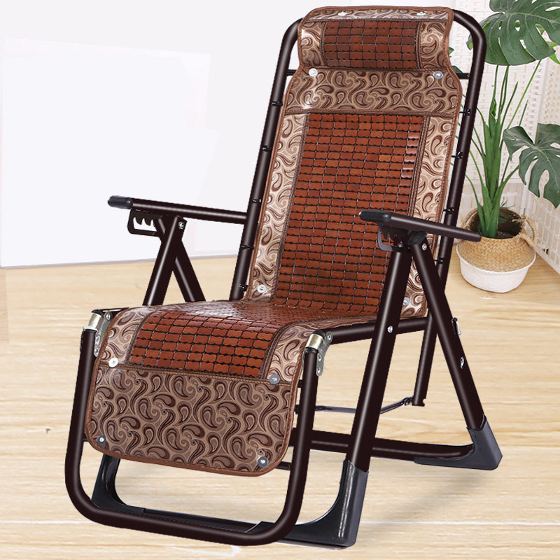 Summer folding leisure bamboo recliner beach backrest outdoor cool chair elderly home lunch break nap balcony rattan chair