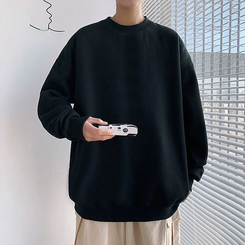 Цветной базовый утепленный свитшот, приятная телу рубашка, круглый воротник, оверсайз