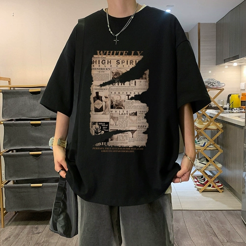 Американская тяжелая сущность короткошерстных мужских летних лето негабаритная средняя школьная бренда тренд пять -мужская одежда мужская одежда мужская одежда