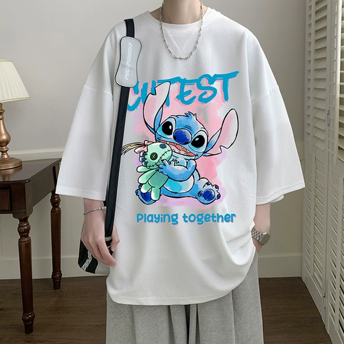 Шелковая синяя футболка с коротким рукавом для школьников, лонгслив, оверсайз, длина миди