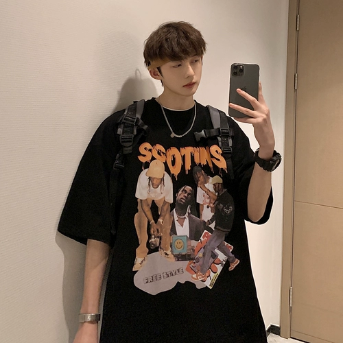 Ретро хлопковая брендовая базовая приятная телу футболка, в американском стиле, короткий рукав