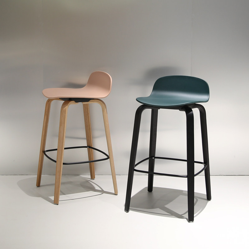 Nordic bar stool casual bar bench bar modern simple creative solid wood back high stool home bar stool