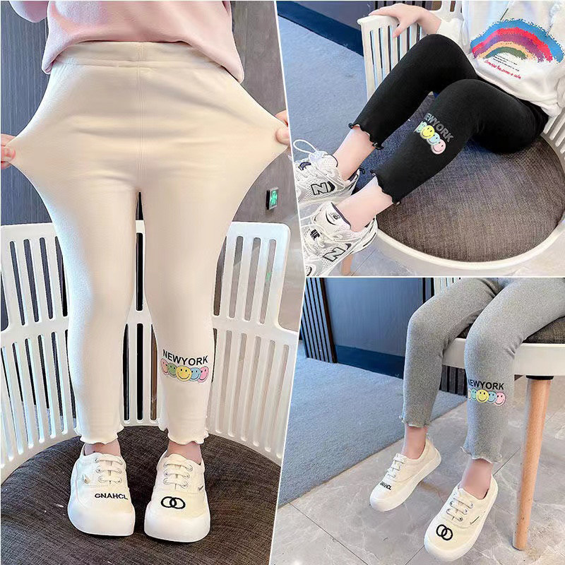 Girl Spring Autumn Underwear Fashion Pants Fashion Children Long Pants Mid-Children's Baby Elastic Pure Cotton Pants Subnetting Red Tights