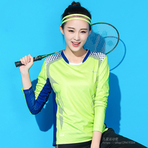 Autumn and winter badminton clothes womens mens top long sleeve couples tennis clothes table tennis clothes breathable quick-drying sportswear