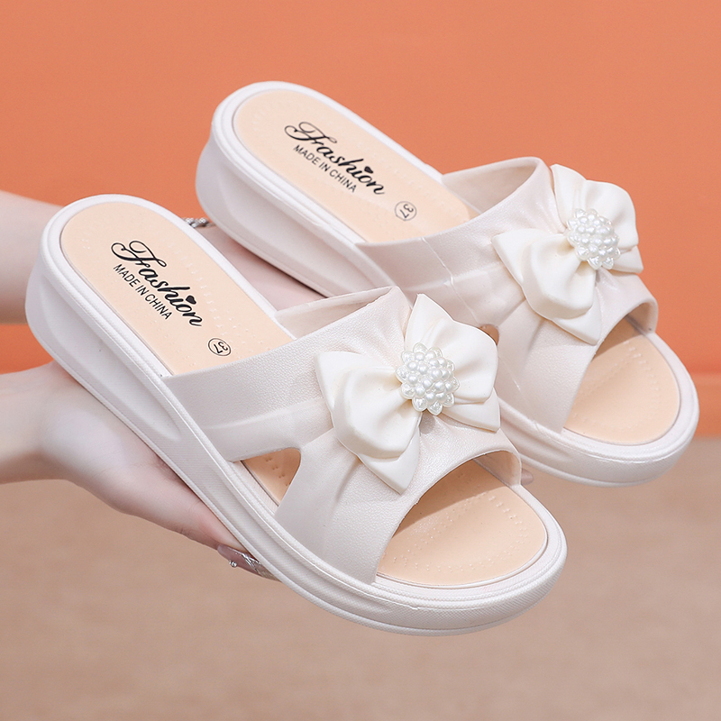 2025 New Style Women's Thick-Soled High-Heeled Height-Increasing Summer Indoor and Outdoor Non-Slip Anti-Odor Mom Slippers