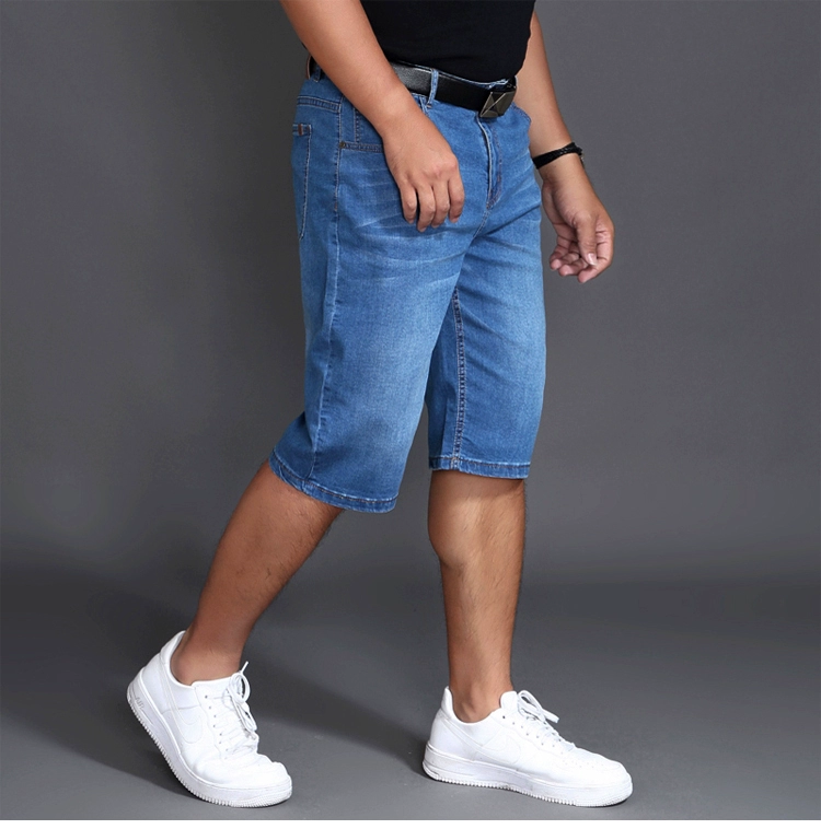 Cộng với phân bón XL quần short chất béo kích thước lớn mỏng stretch nam mùa hè bảy điểm jeans lỏng 7 điểm chất béo