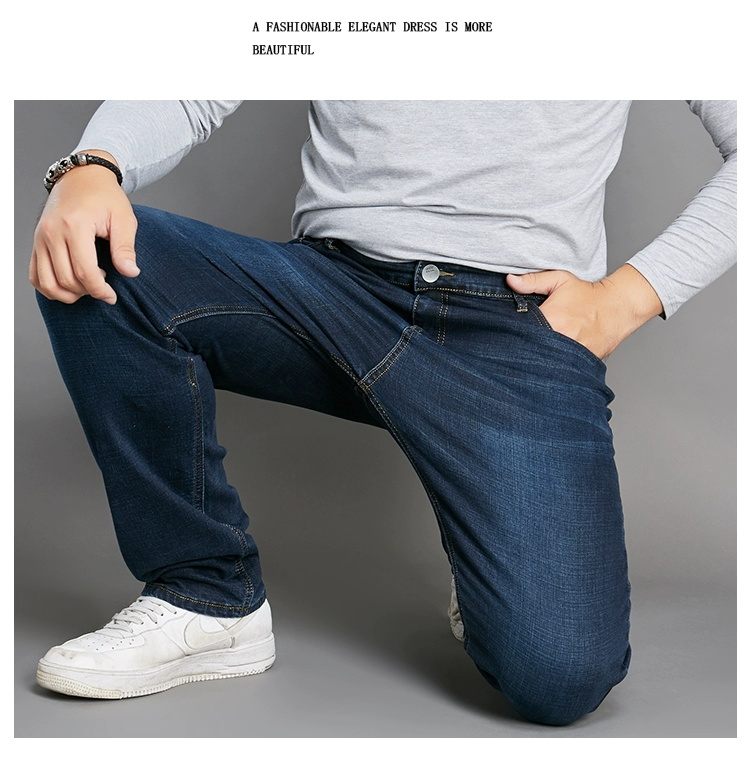 Quần jean nam size lớn cho nam quần béo thẳng cộng với quần nhung lỏng và quần phân bón để tăng độ đàn hồi để giữ ấm quần kaki nam