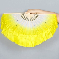 8 -INCH Плавание 10 настоящих шелковых вентиляторов белый рот желтый