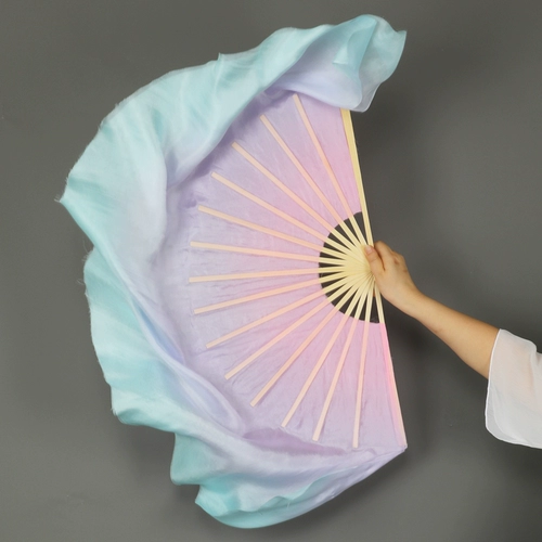 Настоящий фанат Silk Dance Extended Dance Fan Fantasy Powder Purple Blue Gradient Color Dancing Fan Fan Fans Classical Classical Dance