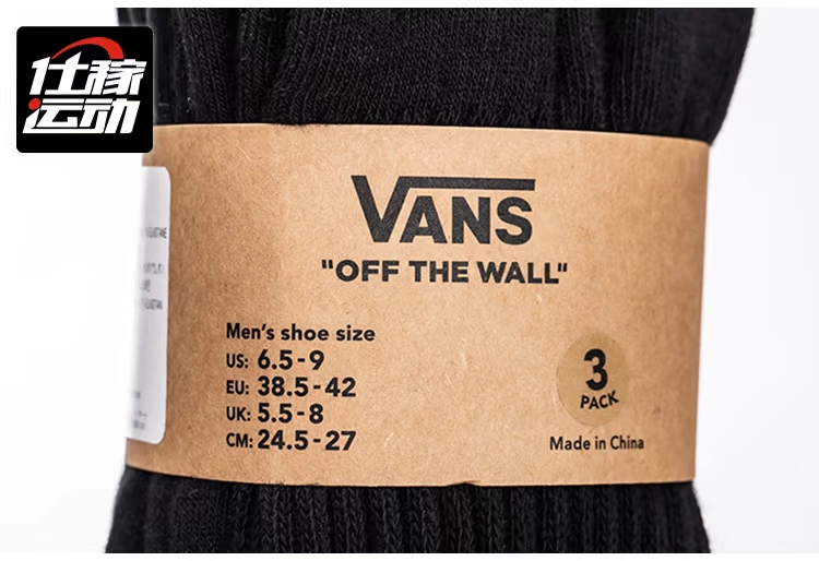 Vans Vans hè mới LOGO nam và nữ vớ thể thao đen trắng ba đôi VN000XRZWHT / XRZBLK - Vớ thể thao