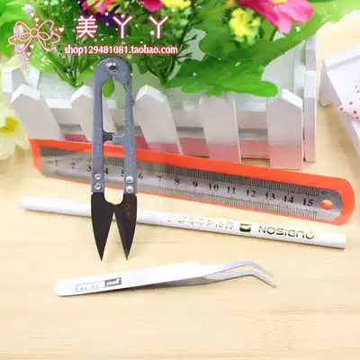 Hair accessories tools fabric DIY tools convenient scissors point drill pen tweezers steel ruler combination set