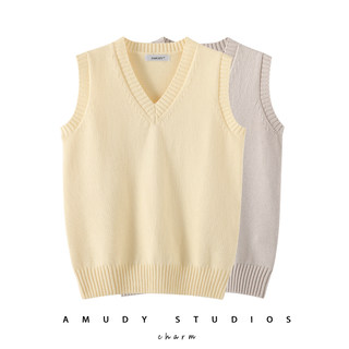 100% Cotton Japanese School Style Jk Uniform Pullover Knitted Vest Women's V-Neck Outer Layering Sweater