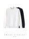 Amudy men's 100% cotton crew neck sweater spring and autumn loose inner layer white cotton bottoming shirt