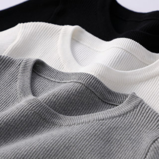 [Foreign Trade Quality]100% Cotton Inner Layer Round Neck Long Sleeve Loose Knit Base Shirt Sweater Pure Cotton Top for Women Thick