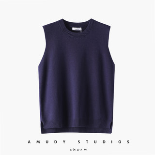 100% Cotton Knitted Vest for Women, 2026 Spring and Autumn Style, Round Neck Pullover, Sleeveless Sweater, Loose Outerwear Top