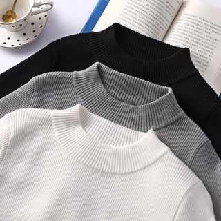 100% Cotton European Style Half-High Collar Long-Sleeve Knitted Base Shirt for Women, New Autumn and Winter Solid Color Pullover Casual Pure Cotton Sweater