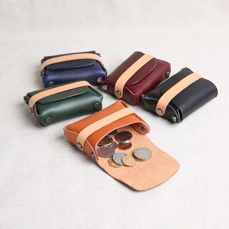 JUUZ LAN PURE HANDMADE GENUINE LEATHER ZERO WALLET COIN Planted Tannic Cow Leather Small Wallet containing Box Miscellaneous Bag