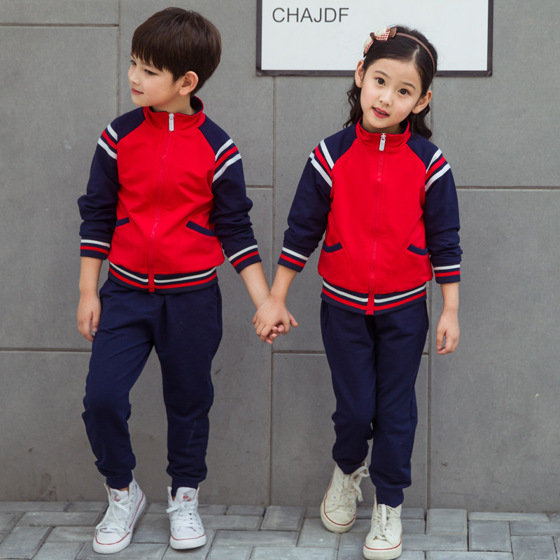 Kindergarten Garden Clothes Elementary School Students School Uniform Spring Autumn Winter Collision Color Splicing Long Sleeve Suit Group Purchase for Children's suit
