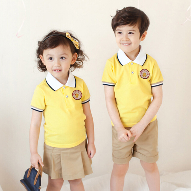 2023 Kindergarten Clothing School Uniform Spring and Summer Collection Collection Short Sleeve Set Group purchased