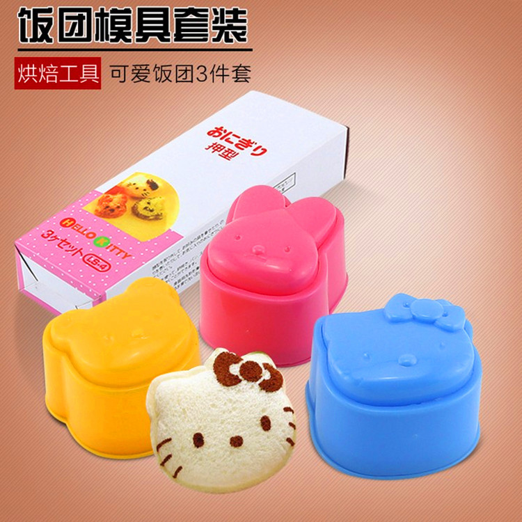 DIY make sushi tool suit Hello kitty meal Cartoon Mold Rabbit Panda 3 pieces Romantic Childlike