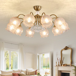 French-Style Light Luxury Crystal Living Room Chandelier, American Retro Villa Dining Room Bedroom Atmosphere, High-End Copper-Colored New Model Lamp