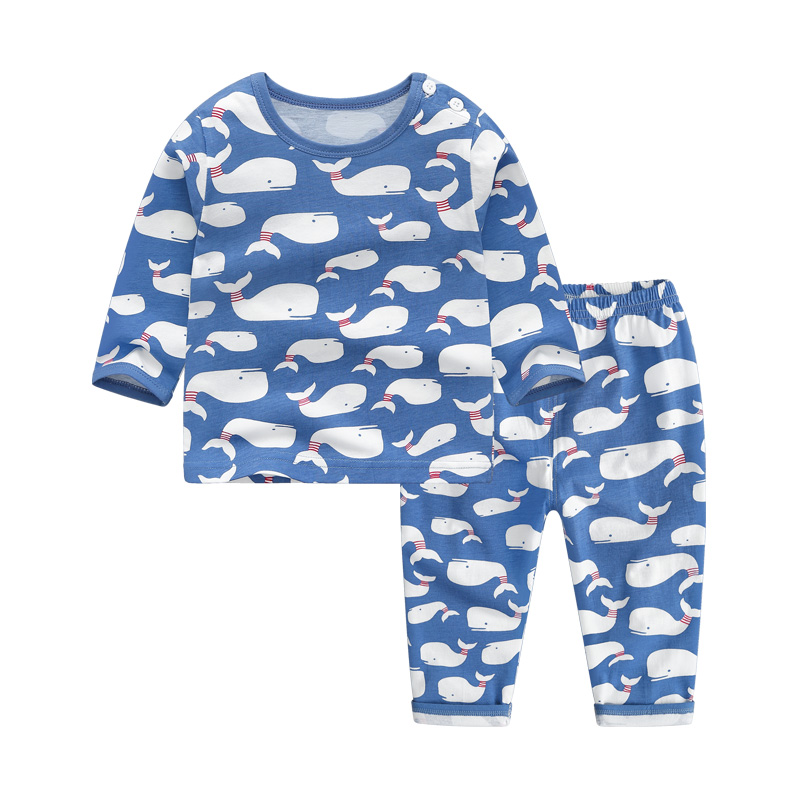 Bé sảnh childrens điều hòa không khí quần áo mùa hè mỏng bông bé bé dài tay áo quần áo ảm đạm bé pajama bộ.