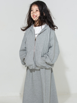 Small big planet childrens clothing spring new girls foreign style solid color Korean loose clothes quality skirt set