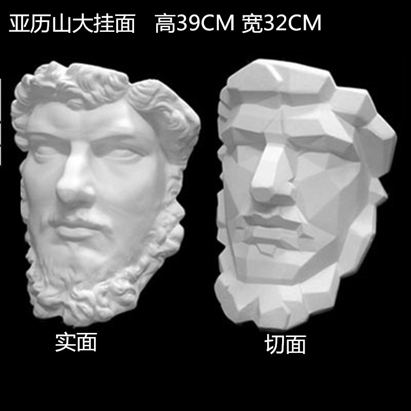 Alexander hanging face plaster like a tangent plane real face fine art teaching drawing room sketch practice Alexandria plaster statue