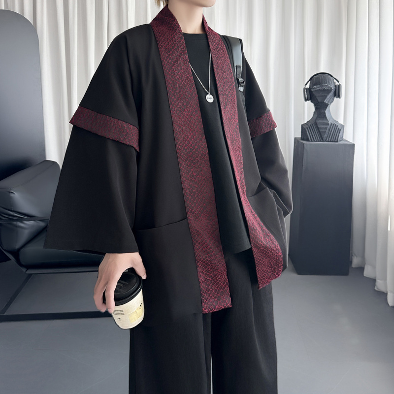 New Chinese-Style Retro Patchwork Hanfu Cardigan Trench Coat, Chinese-Style Loose Large-Size Python-Patterned Cape Jacket, National Trend Top New Chinese-Style Retro Patchwork Hanfu Cardigan Trench Coat, Chinese-Style Loose Large-Size Python-Patterned Cape Jacket, National Trend Top