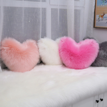 Imitation wool pillow heart-shaped plush pillow cushion cushion with core sofa waist cushion seat imitation sheep plush pillow